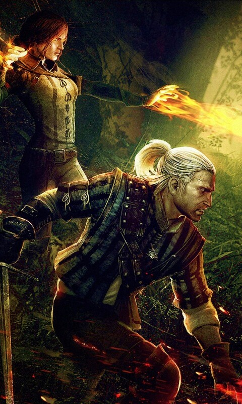Геральт и Трисс в бою обои