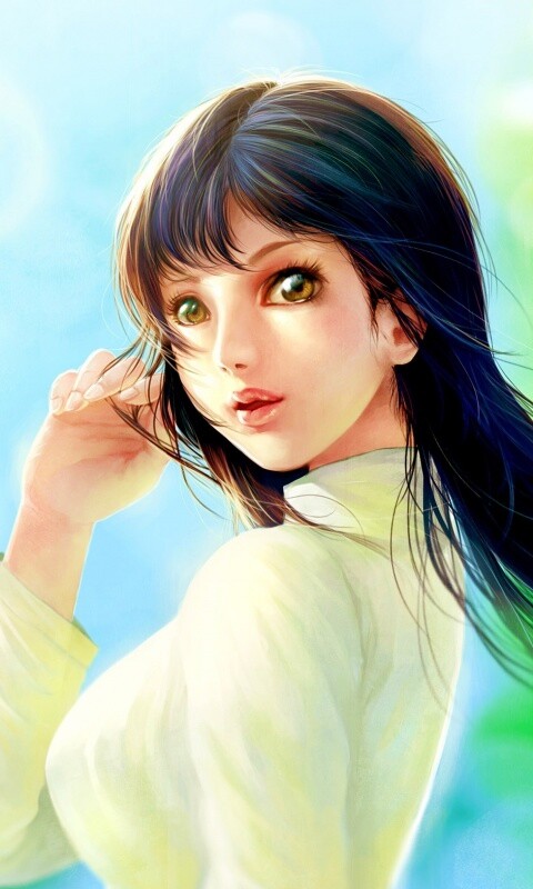 Девушка вполоборота обои