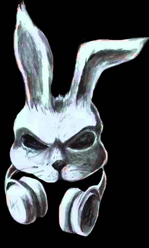 Кролик в наушниках обои