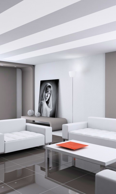 Белая гостинная обои