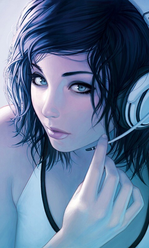 Сексуальная девушка в наушниках с микрофоном обои