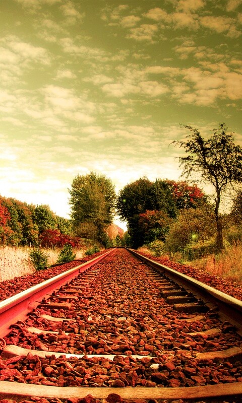 Уходящие в даль рельсы обои