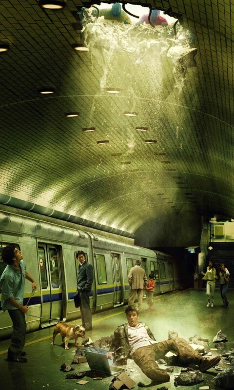 Провалившийся в метро обои