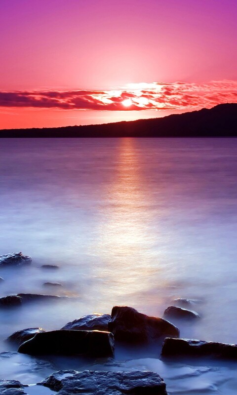 Восход над озером обои