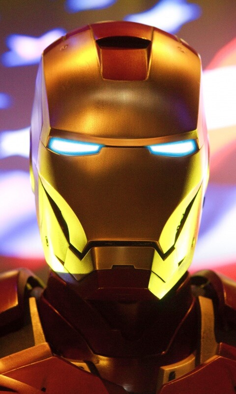 Железный человек на фоне американского флага обои