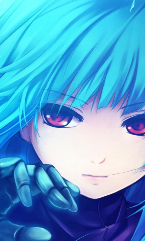 Аниме девушка с голубыми волосами обои