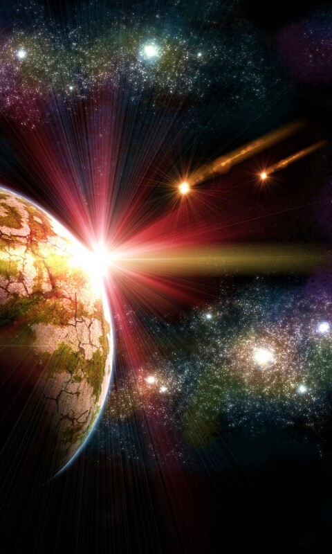 Кометы пролетают вблизи планеты обои