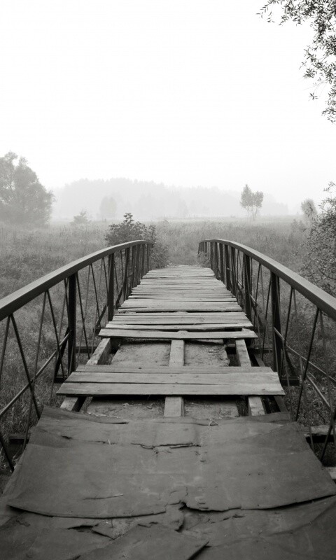 Старый мост на черно-белом фото обои