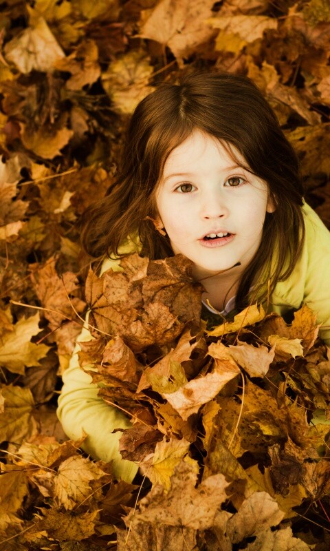 Девочка и осень обои