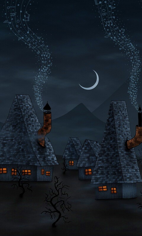 Ночная деревенька обои