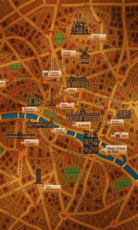 Карта Парижа обои