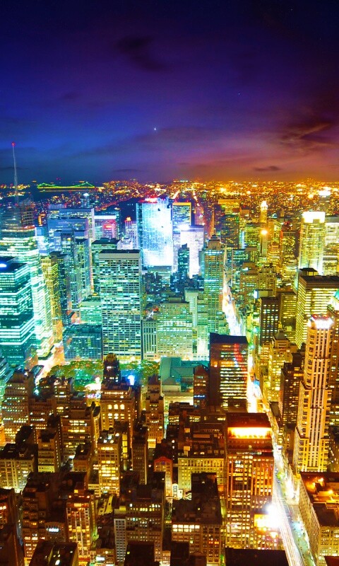 Вид на ночной Нью-Йорк обои
