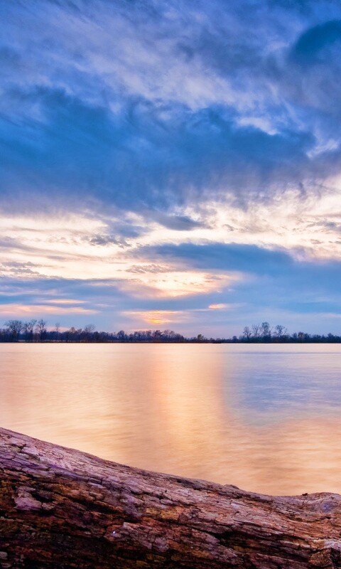 Закат на озере обои