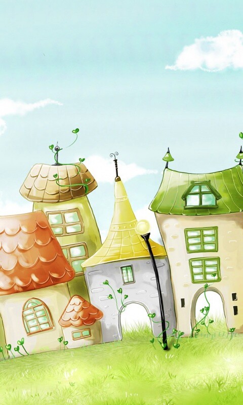 Мультяшный городок обои