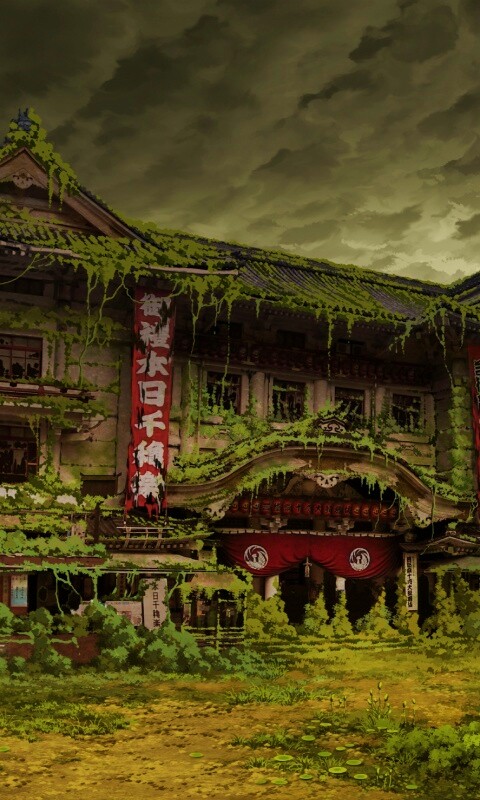 Заброшенное японское здание обои