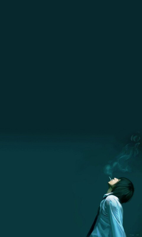 Курящий в углу обои