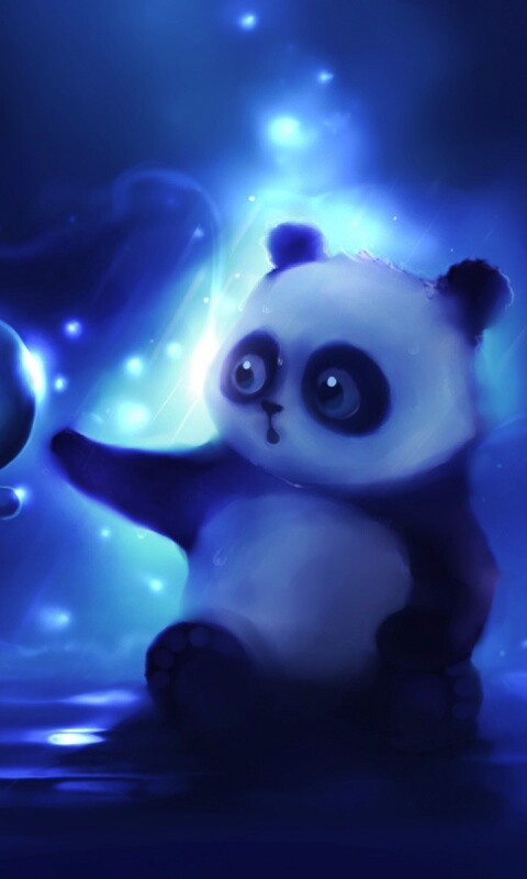 Панда и пузырек обои