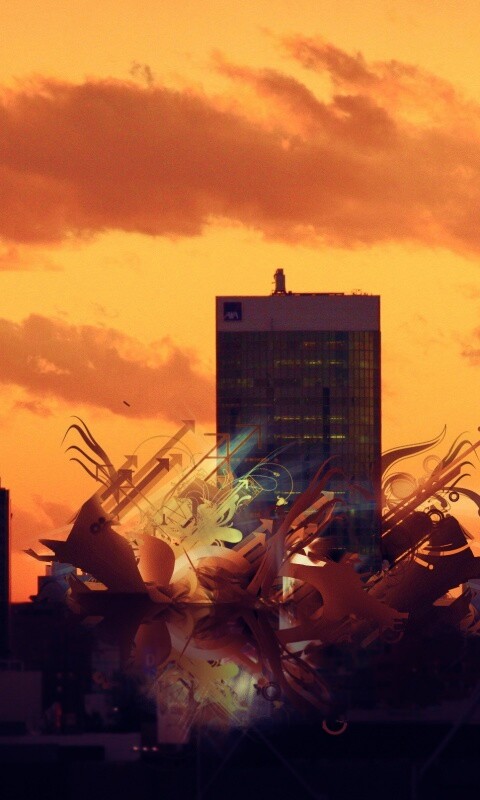 3D абстракция прямо в городе обои