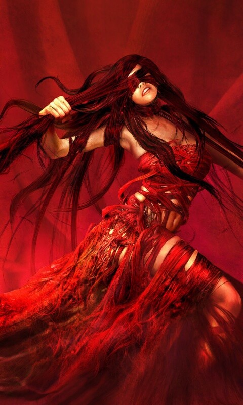 Девушка в красной мантии обои