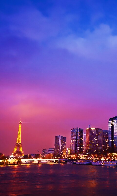 Вид на ночной Париж обои