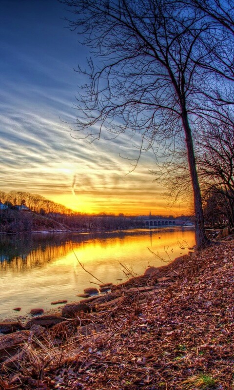 Осенний закат обои