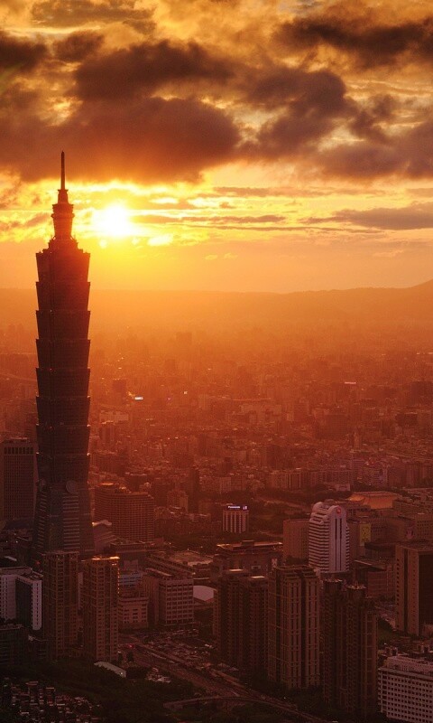 Башня на закате обои