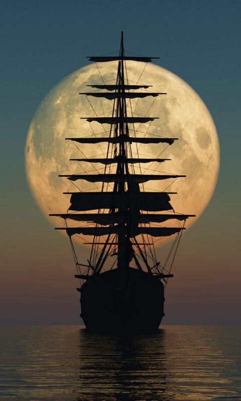 Корабль со спущенными парусами обои