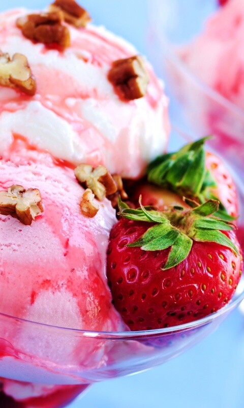 Клубничное мороженное обои