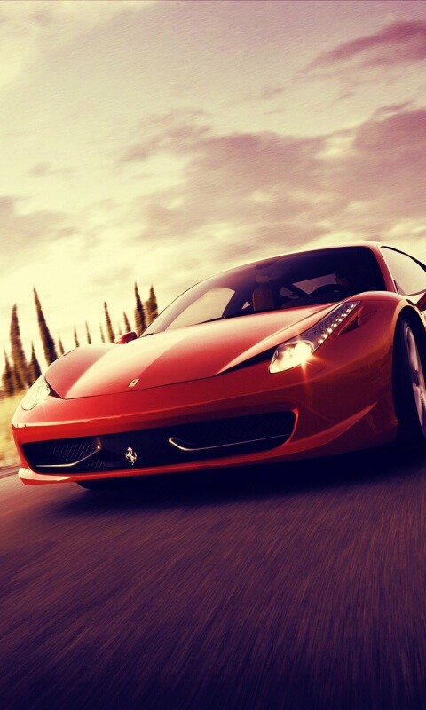 Красная Феррари на трассе обои