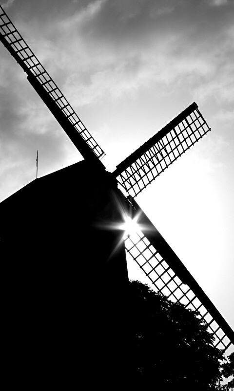 Силуэт мельницы обои