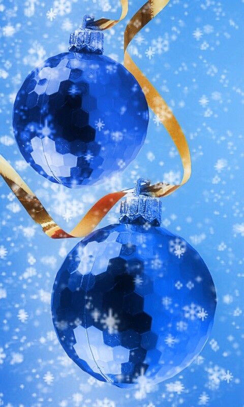 Синие новогодние шары обои