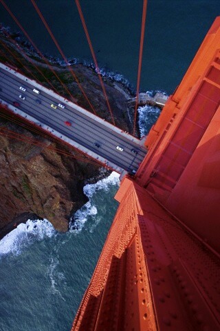 Вид в с пролета моста Золотые Ворота обои