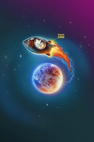 Белка и Стрелка летят в космос обои