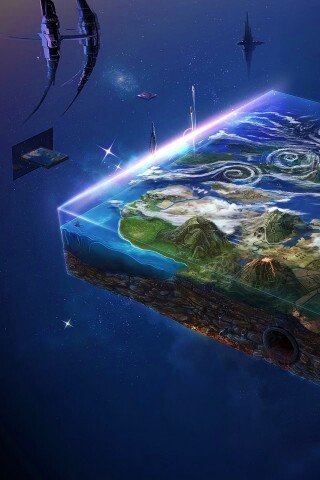 Кубическая земля в вакууме обои