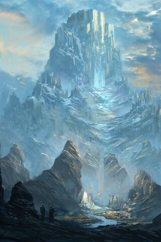 Город в горах обои