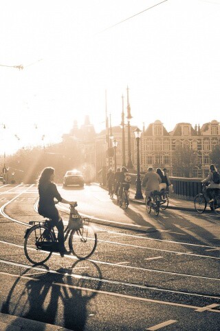 Утро в европейском городе обои