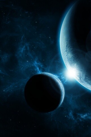 Планета и спутник обои