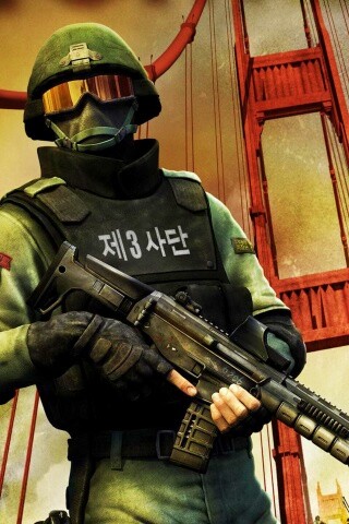 Солдат на мосту Золотые Ворота обои