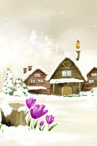 Деревня в новый год обои