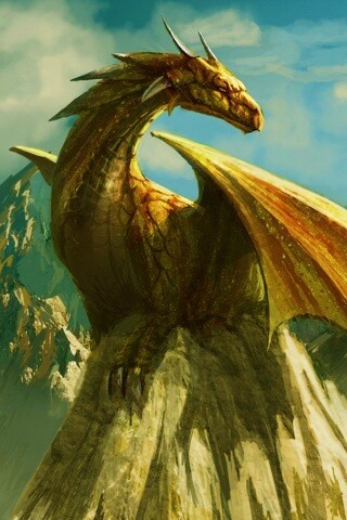 Дракон на вершине скалы обои