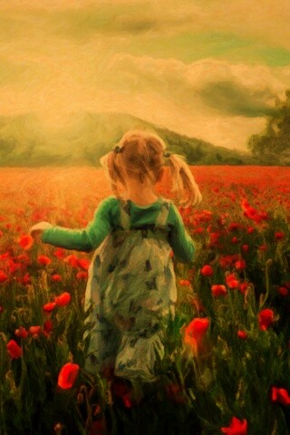 Девочка на маковом поле обои