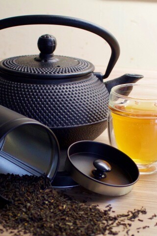 Черный чайный набор обои