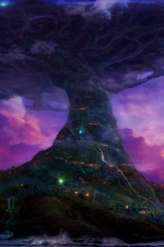 Дерево-город обои