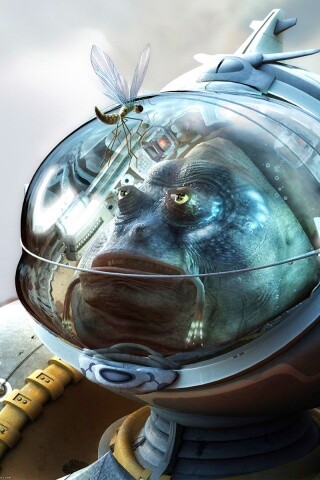 Инопланетянин и стрекоза обои