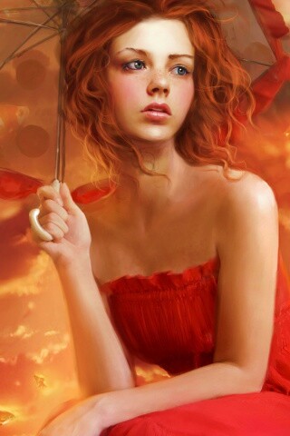 Девушка с зонтиком обои