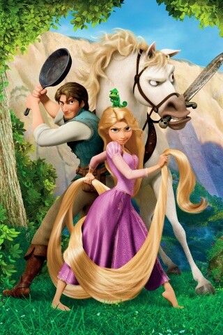 Рапунцель, Флин, Максимус и Паскаль обои