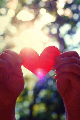 Бумажное красное сердце обои