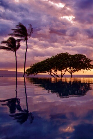 Восход над озером обои