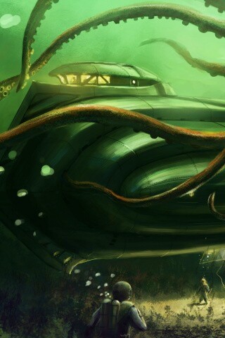 Наутилус в плену щупалец обои