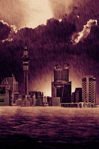 Гроза над городом обои